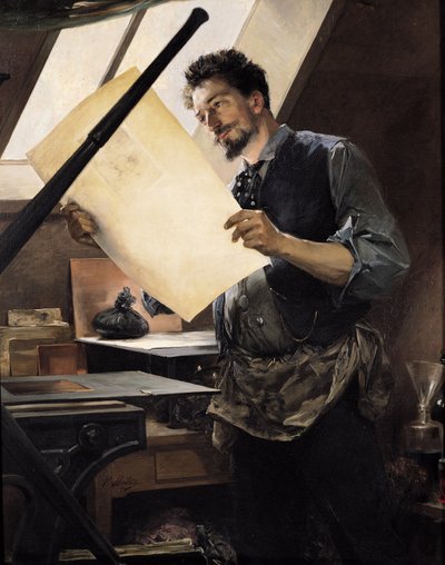 Félicien Rops (1833-98) dans son atelier - Paul Mathey